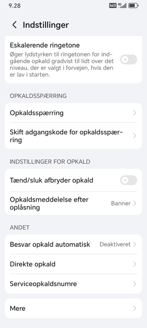 Scroll til og vælg Mere
