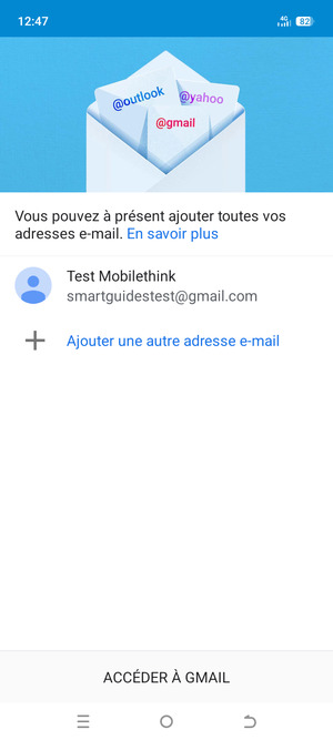 Sélectionnez ACCÉDER Á GMAIL