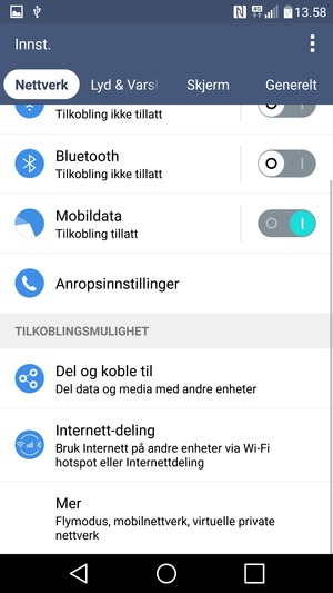 Velg Nettverk og Mer