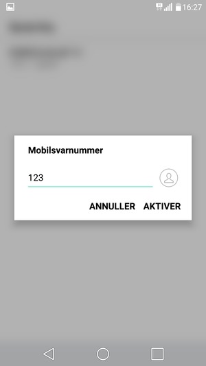 Indtast Mobilsvarnummer og vælg AKTIVER