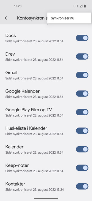 Vælg Synkroniser nu