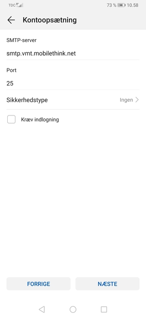 Fjern markeringen i tjekboksen Kræv indlogning og vælg NÆSTE