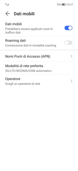 Seleziona Nomi Punti di Accesso (APN)