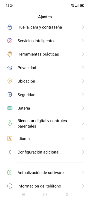 Desplácese y seleccione Seguridad