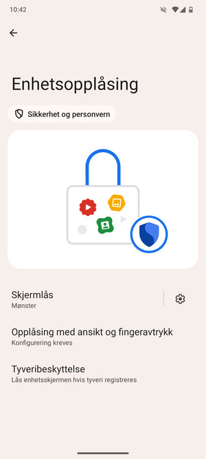 Telefonen din er nå sikret med en skjermlås