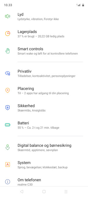 Scroll til og vælg Sikkerhed