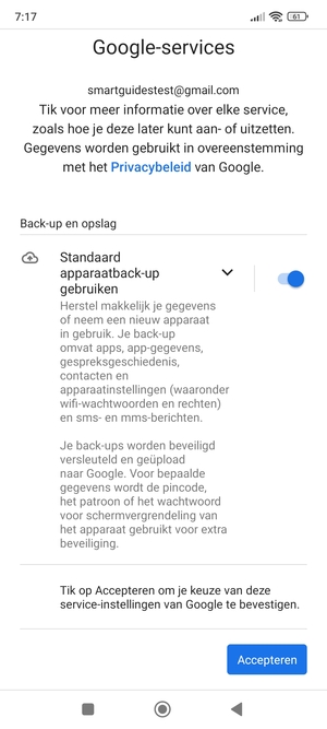 Selecteer Accepteren