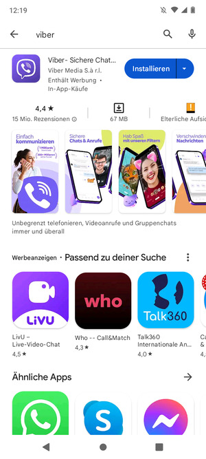 Wählen Sie die App