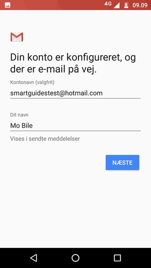Giv din konto et navn og indtast dit navn. Vælg NÆSTE