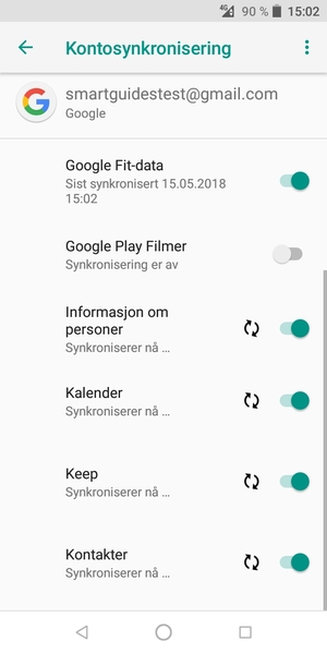 Din informasjon blir synkronisert