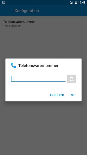 Indtast Telefonsvarernummer og vælg OK