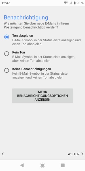 Wählen Sie die gewünschte Option und wählen Sie WEITER