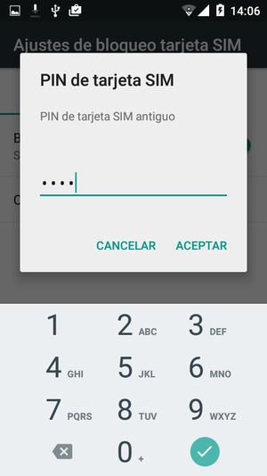 Introduzca su PIN de tarjeta SIM antiguo y seleccione ACEPTAR