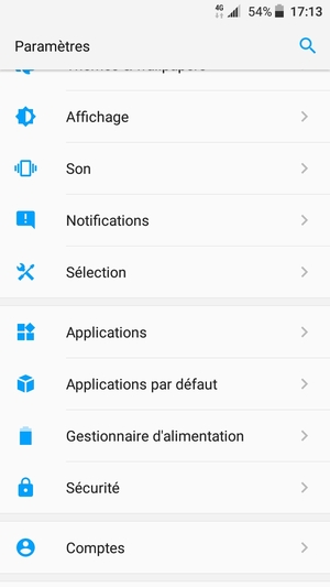 Faites défiler et sélectionnez Sécurité
