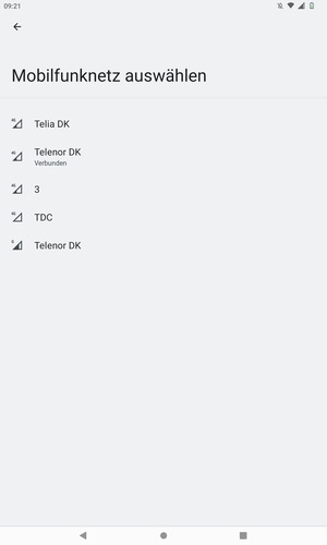 Wählen Sie einen Netzbetreiber von der Liste