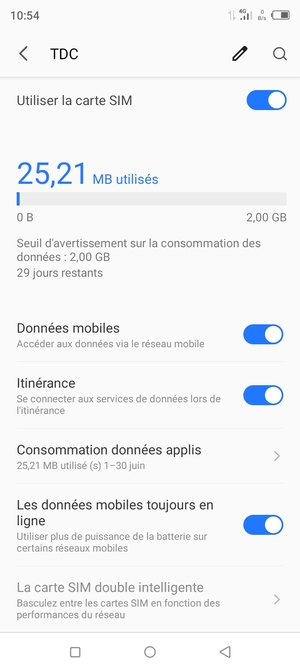 Activer ou désactiver Itinérance