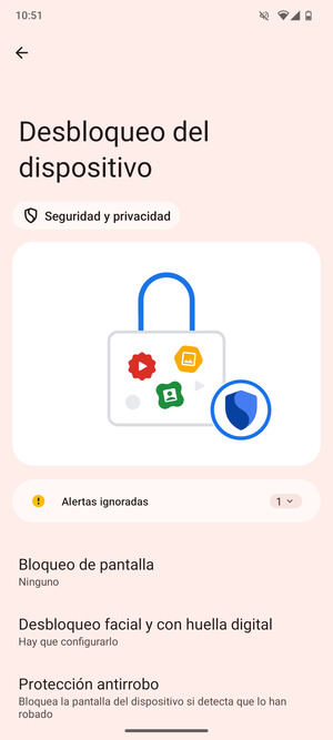 Seleccione Bloqueo de pantalla