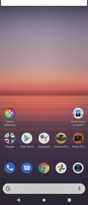 Slide down the top menu