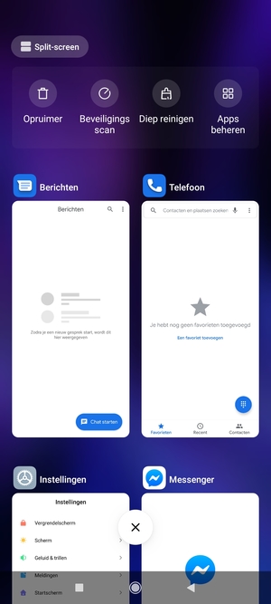 Selecteer het Verwijderen-pictogram om alle actieve apps te sluiten
