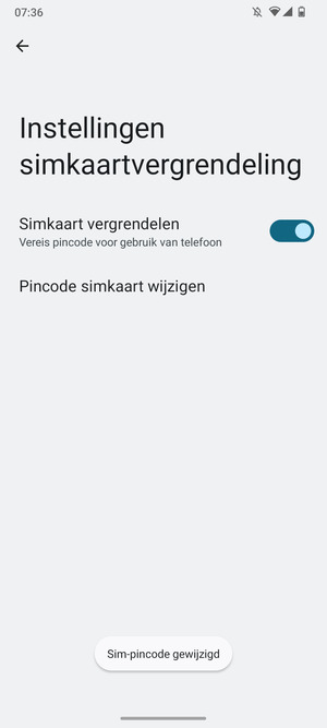 Uw Sim-pincode is gewijzigd