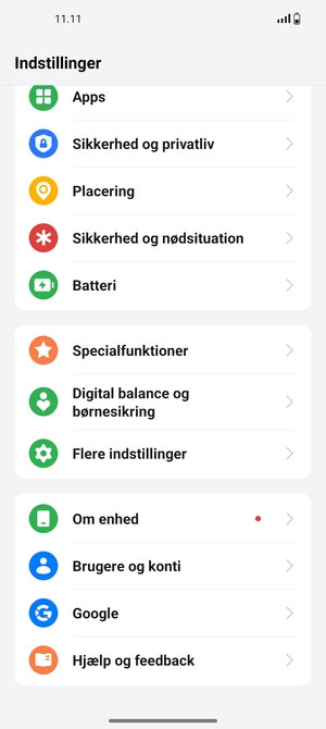 Scroll til og vælg Sikkerhed og privatliv