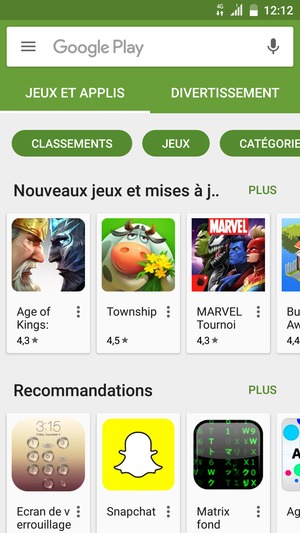 Sélectionnez la barre de Recherche