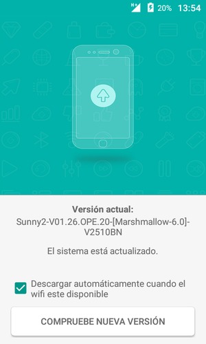 Seleccione COMPRUEBE NUEVA VERSIÓN