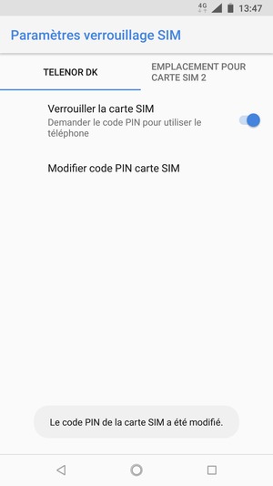 Votre code PIN de la carte SIM a été modifié