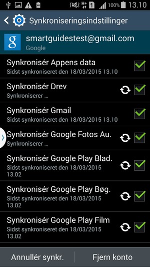 Dine oplysninger vil blive synkroniseret