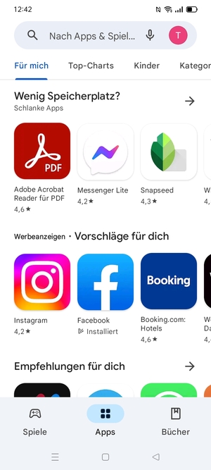 Wählen Sie die Suchleiste