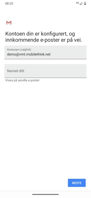 Gi kontoen din et navn, og skriv inn navnet ditt. Velg NESTE