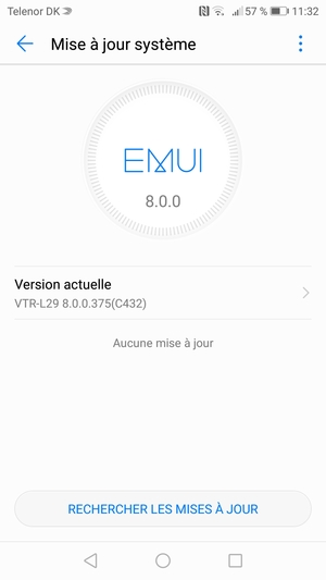 Si votre téléphone est à jour, vous verrez l'écran suivant