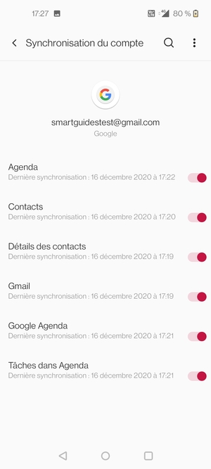 Assurez-vous que Contacts est sélectionné
