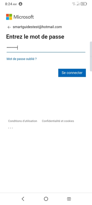 Saisissez votre mot de passe et sélectionnez Se connecter
