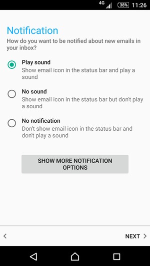 Select your preferred option and select NEXT