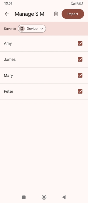 Select the v button