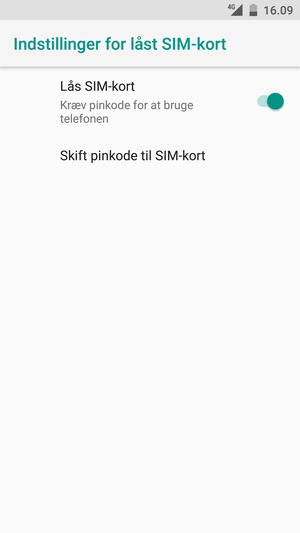 Vælg  Skift pinkode til SIM-kort