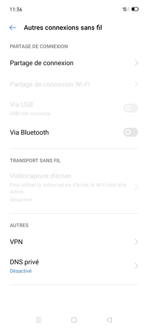 Sélectionnez Partage de connexion