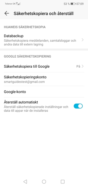 Välj Säkerhetskopieringskonto