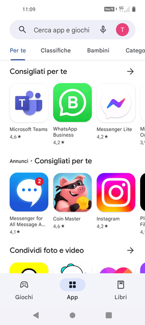 Seleziona la barra di ricerca