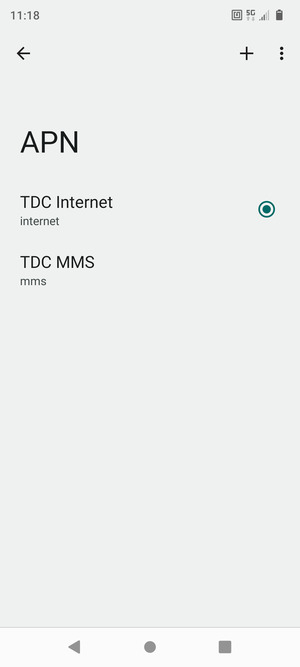 Sélectionnez le point d'accès à Internet