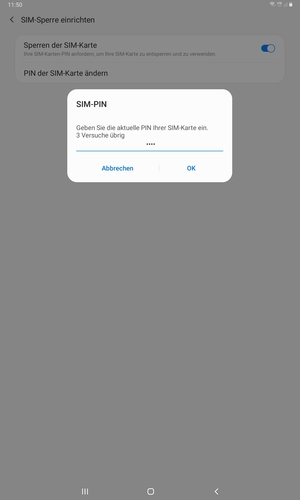 Geben Sie Ihre Aktuelle PIN der SIM-Karte ein und wählen Sie OK
