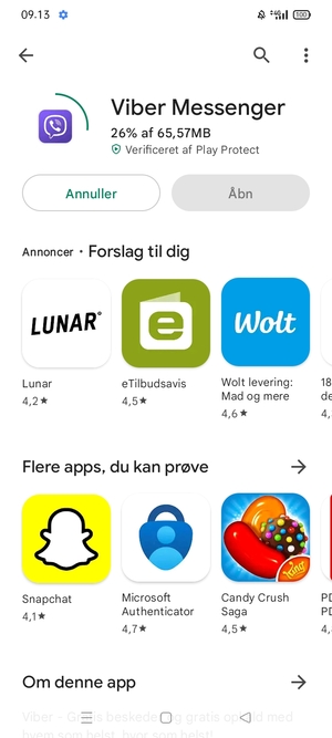Afvent at installeringen er afsluttet