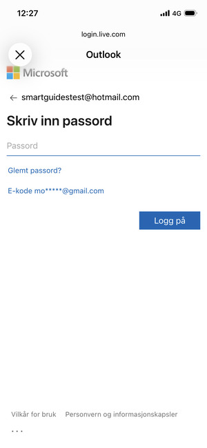 Skriv inn passord og velg Logg på