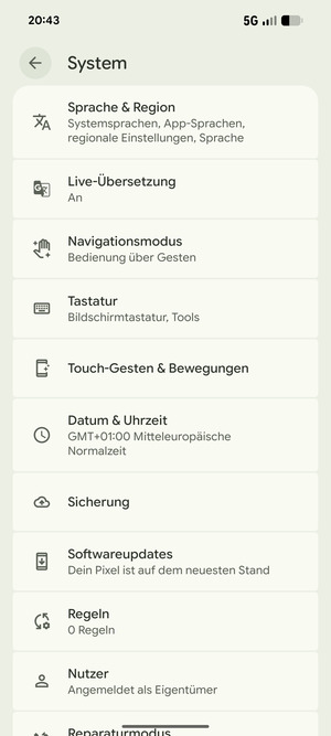 Wählen Sie Sicherung