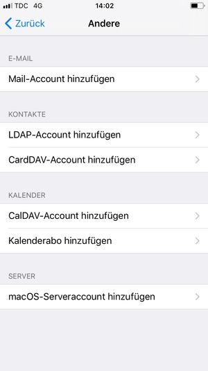 Wählen Sie Mail-Account hinzufügen