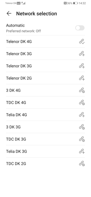 Select a network operator from the list