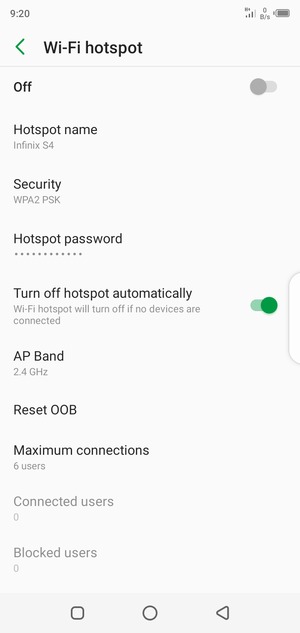 Select Hotspot password