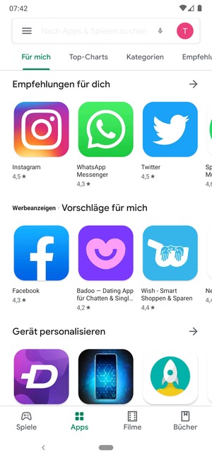 Wählen Sie die Suchleiste