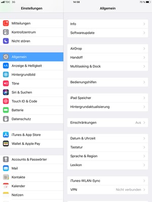 Wählen Sie Allgemein und Softwareupdate